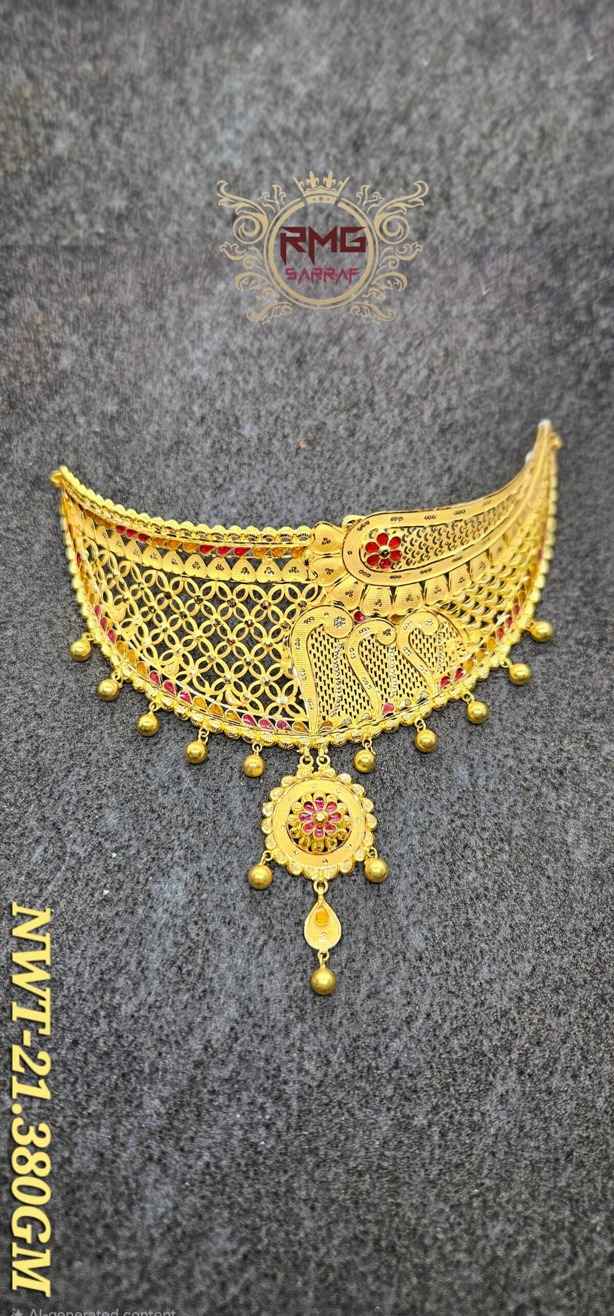 18K Gold Traditional Peacock Design Necklace – 21.380 GM